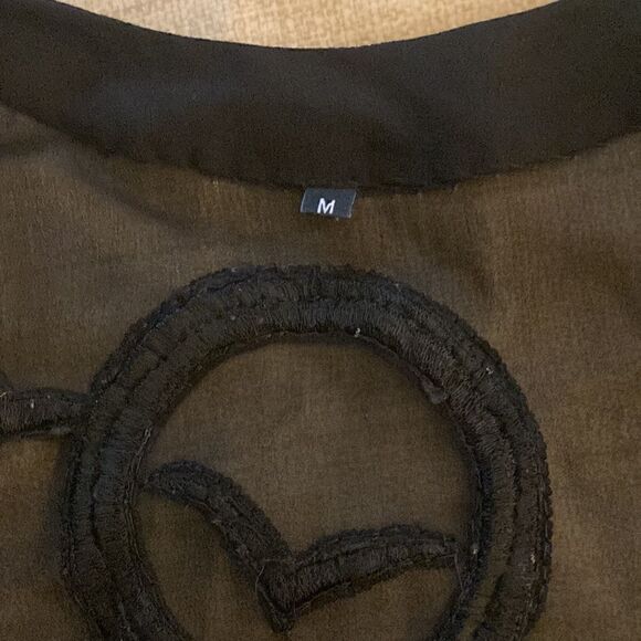 Free In St Barth Black Silk Beaded Sheer Tank Top/Coverup. Size Medium. - Picture 7 of 7